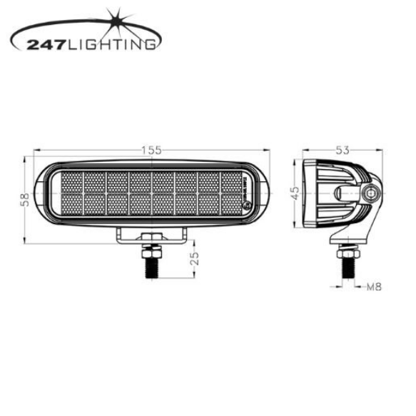 247 LIGHTING - 247 WORK LAMP 6" RECT LED 9/32V 16W ~ CA5763