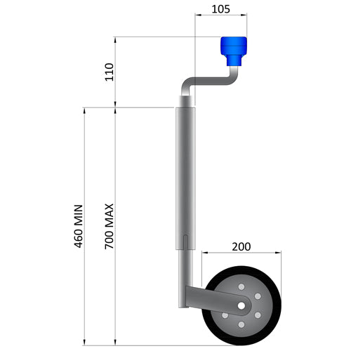 48mm 100Kg Telescopic Jockey Wheel