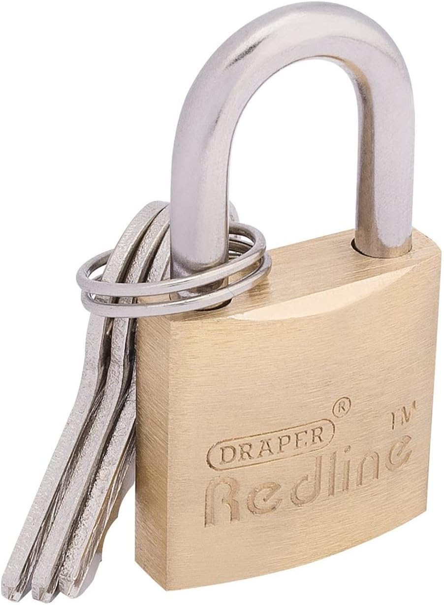 Draper Redline Brass Cylinder Padlock,  25mm (68020)