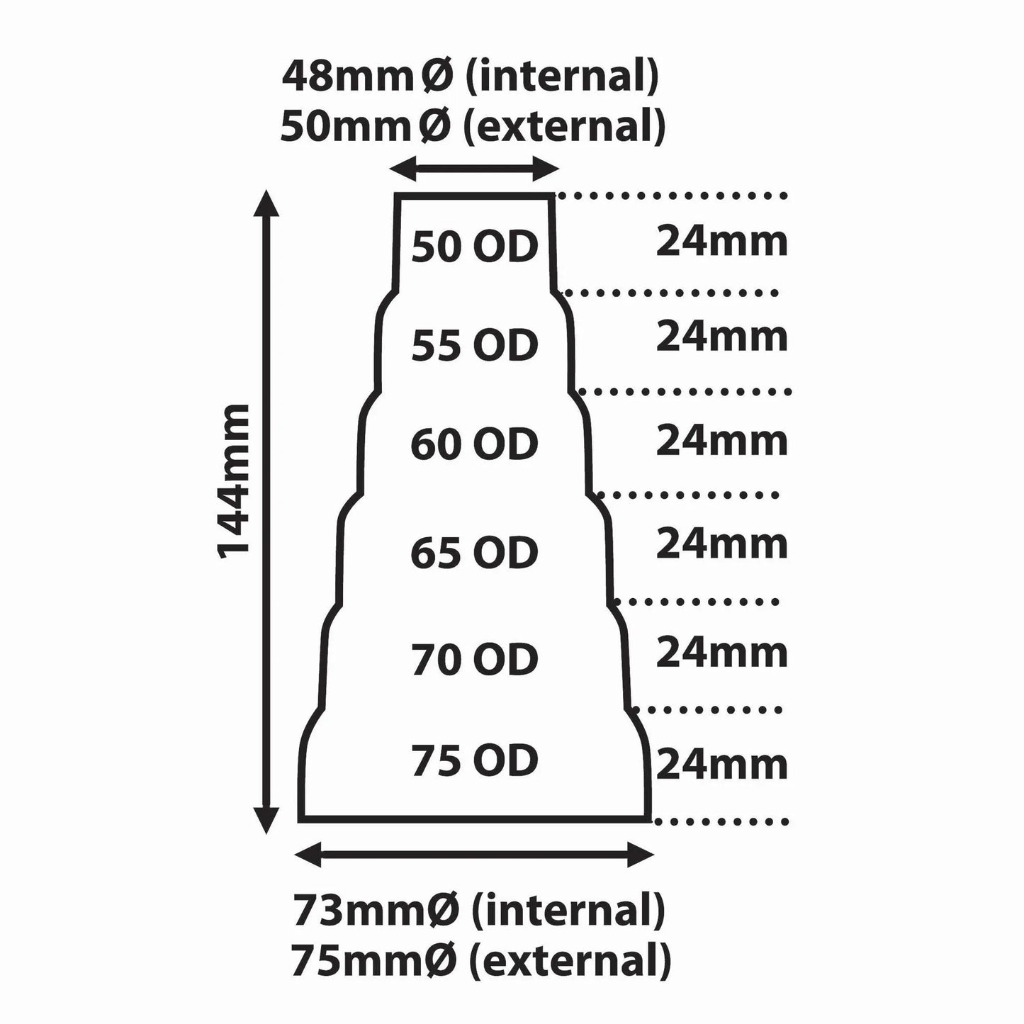 Steel Exhaust Pipe Reducer 48mm - 75mm