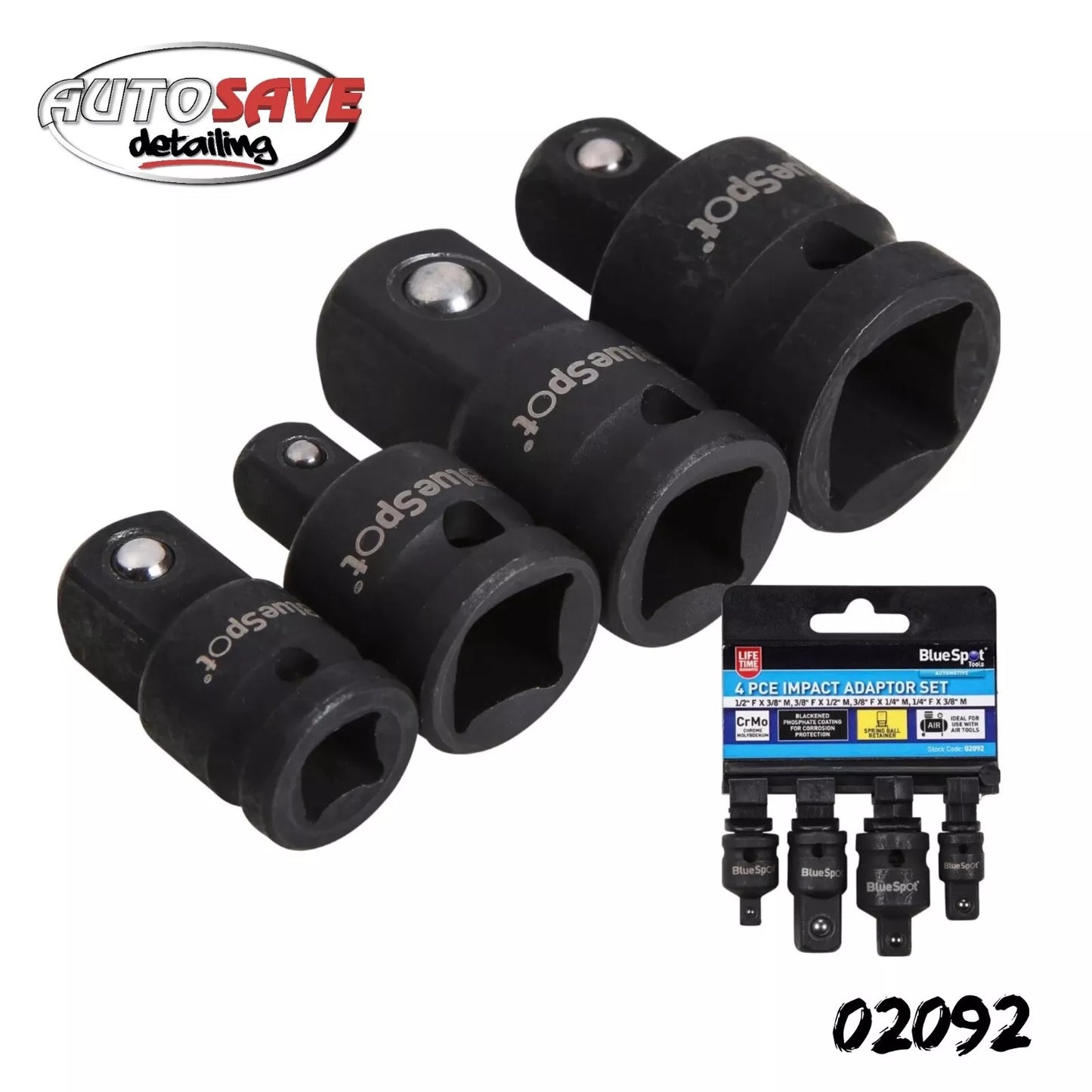 BlueSpot 4pc Impact Socket Converter Reducer Adapter Set 1/4" 1/2" 3/8"