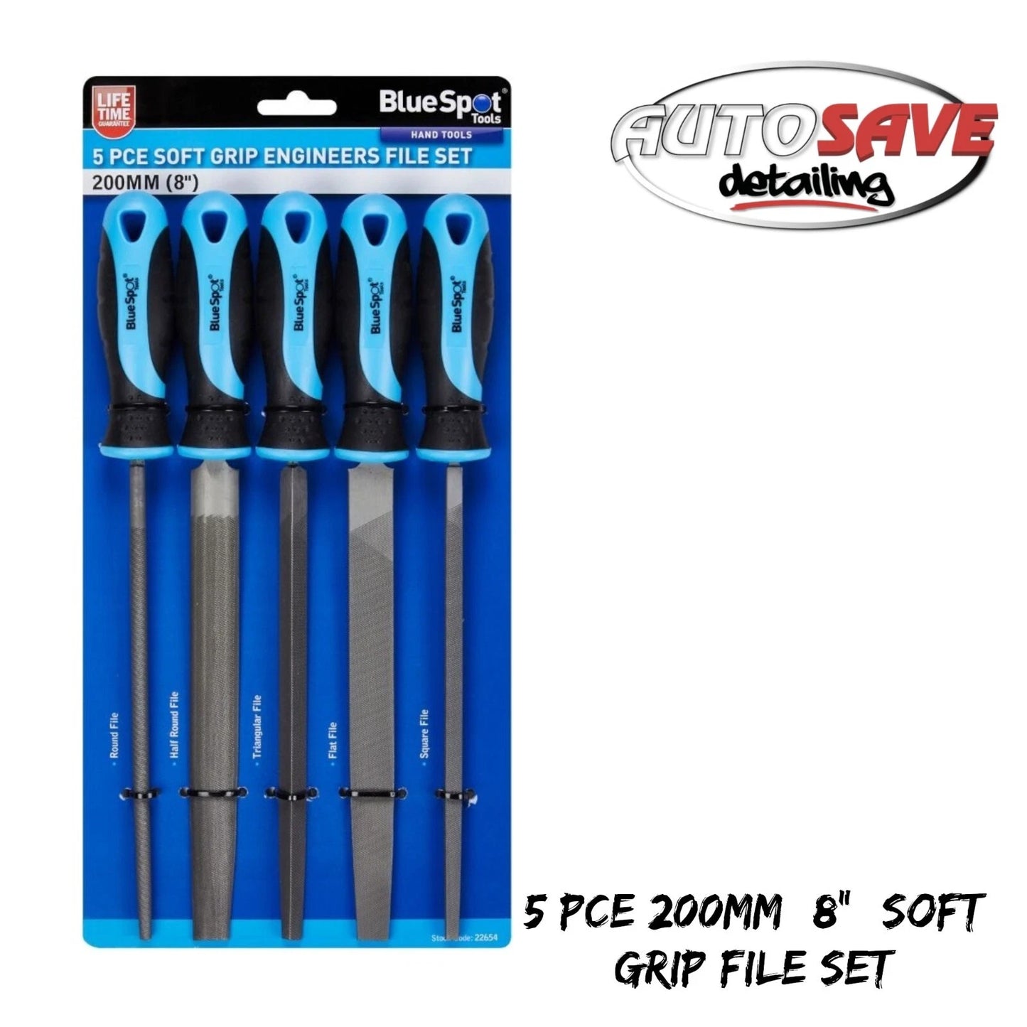 Blue Spot- 5 PCE 200mm (8") Soft Grip File Set