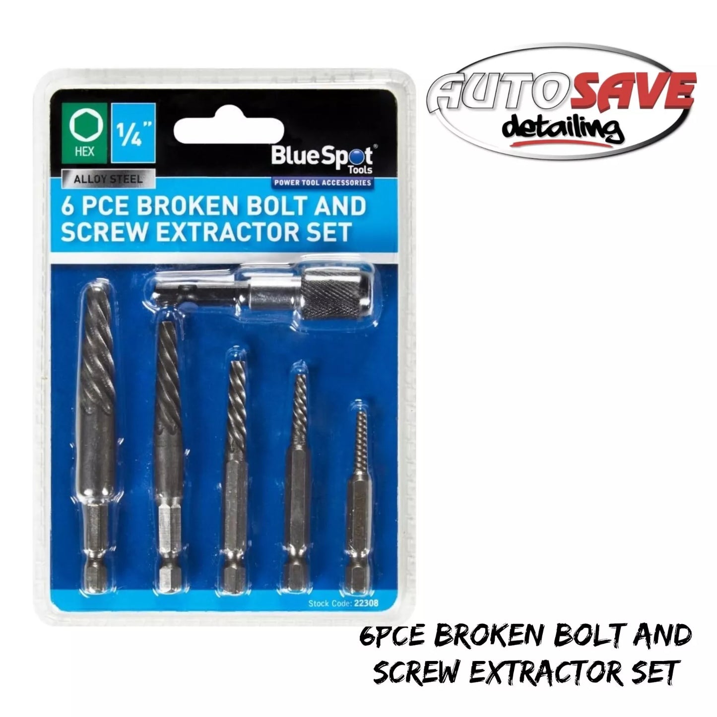 BlueSpot - 6PCE Broken Bolt And Screw Extractor Set