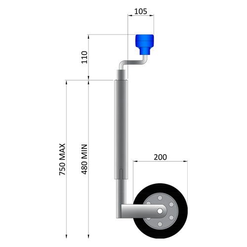 MAYPOLE - 42mm 100Kg Standard Duty Jockey Wheel (MP227)