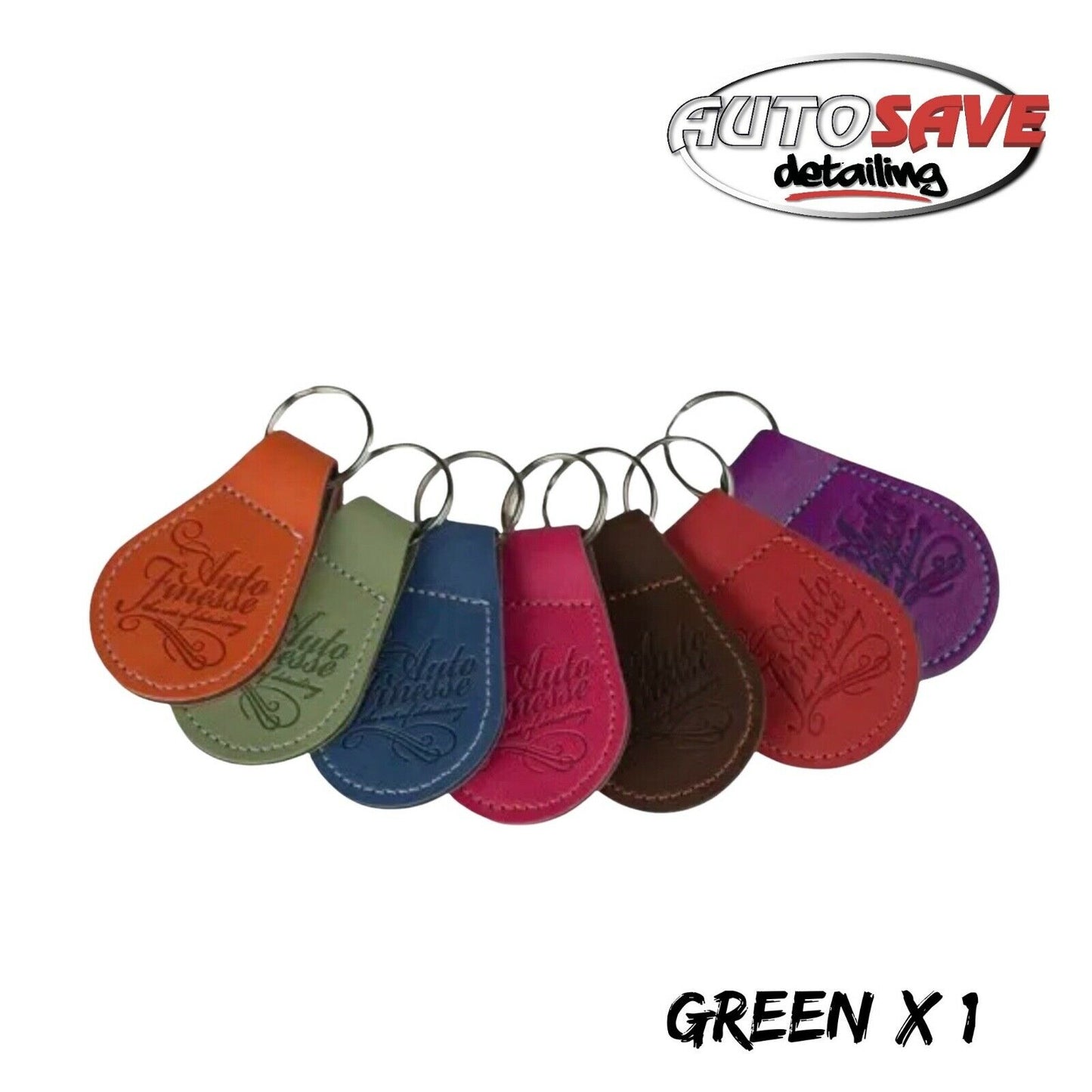 Leather Keyring - Green