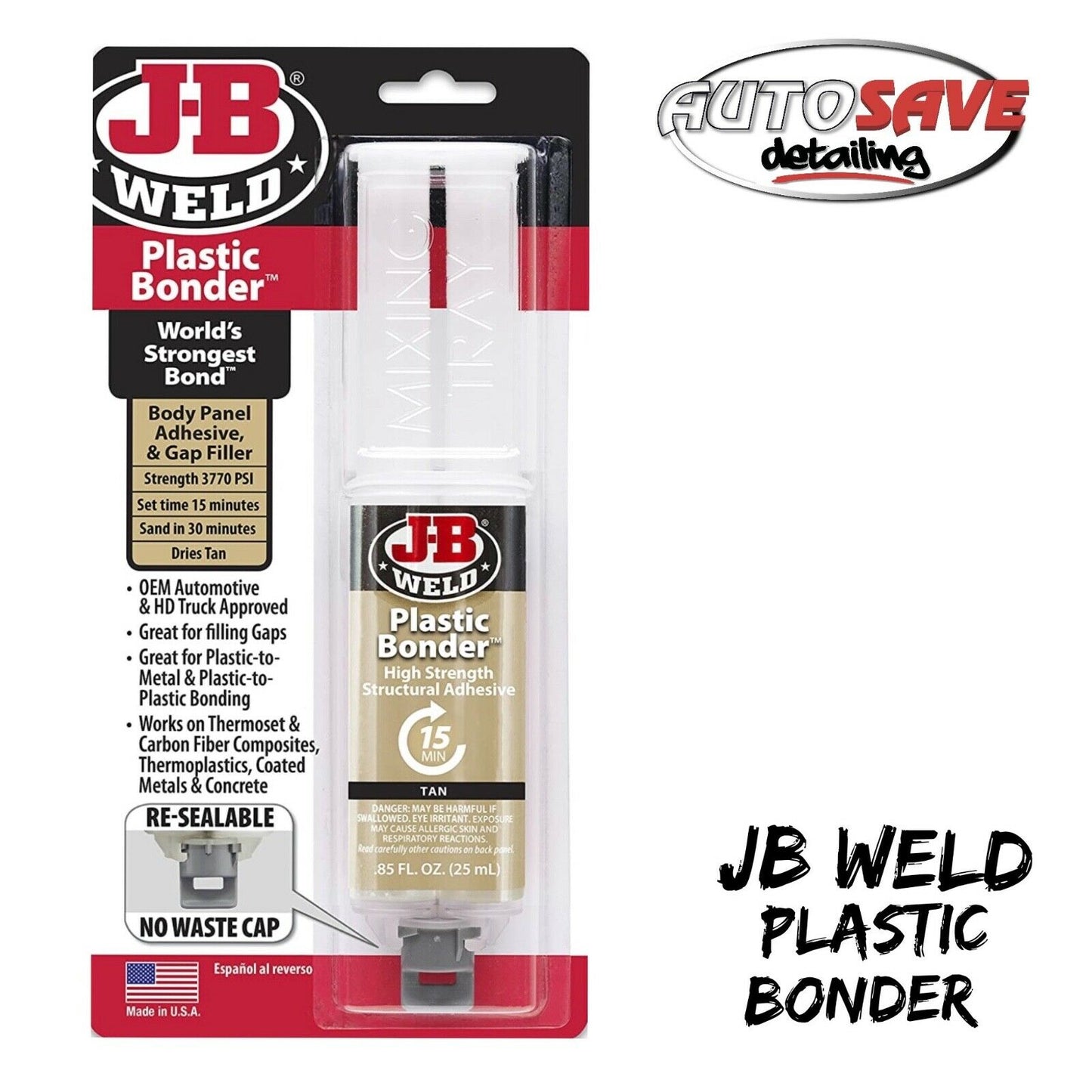 JB Weld Plastic Bonder Super Strong Glue High Strength Adhesive - Car Body Panel