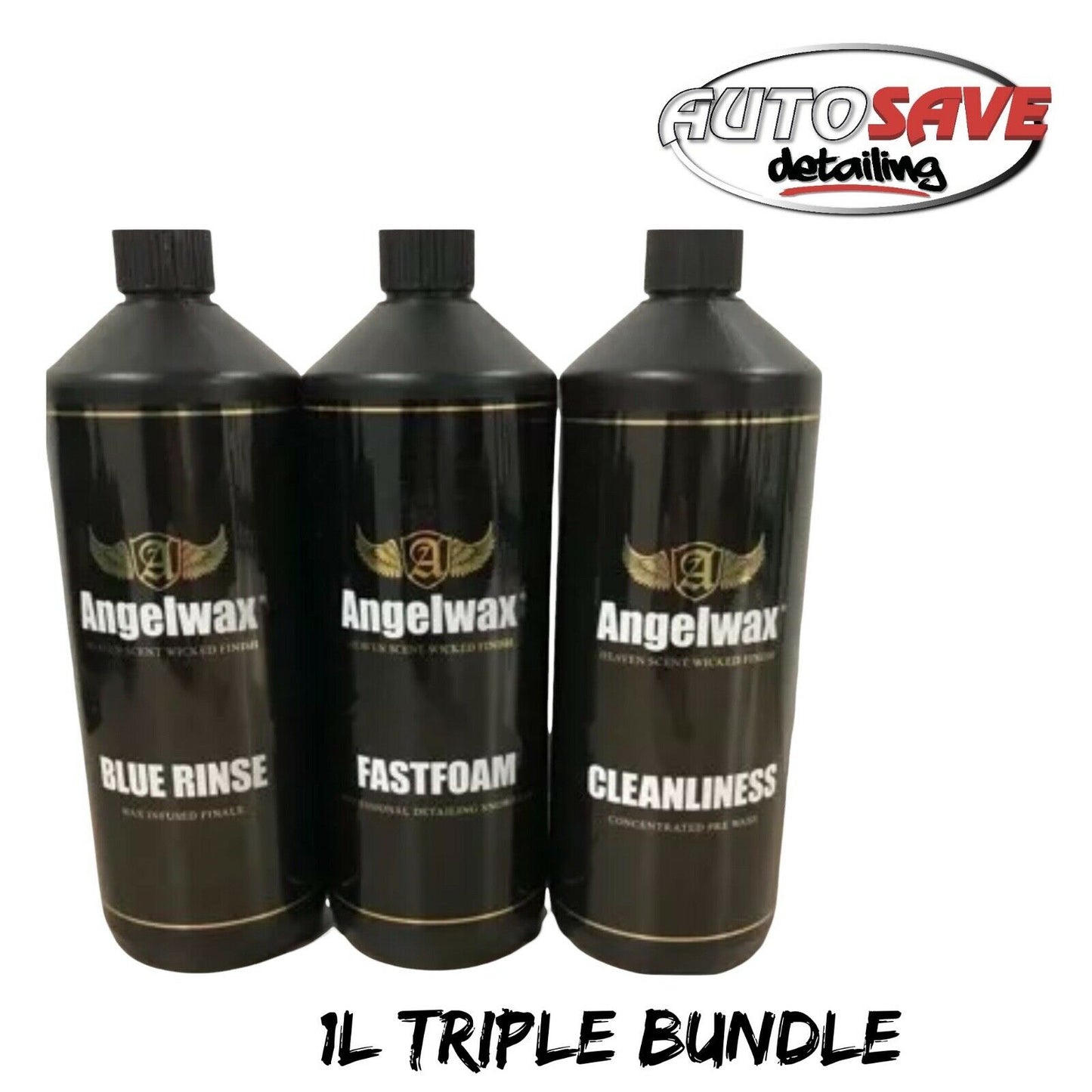 Angelwax BLUE RINSE , FASTFOAM and CLEANLINESS 1L Triple Bundle Great Buy