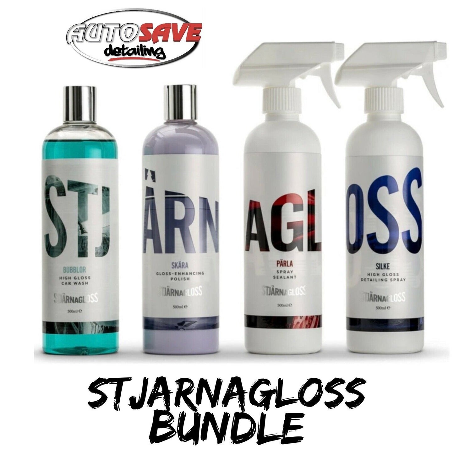 Stjarnagloss Bundle shampoo polish sealant and detailing spray 500ml