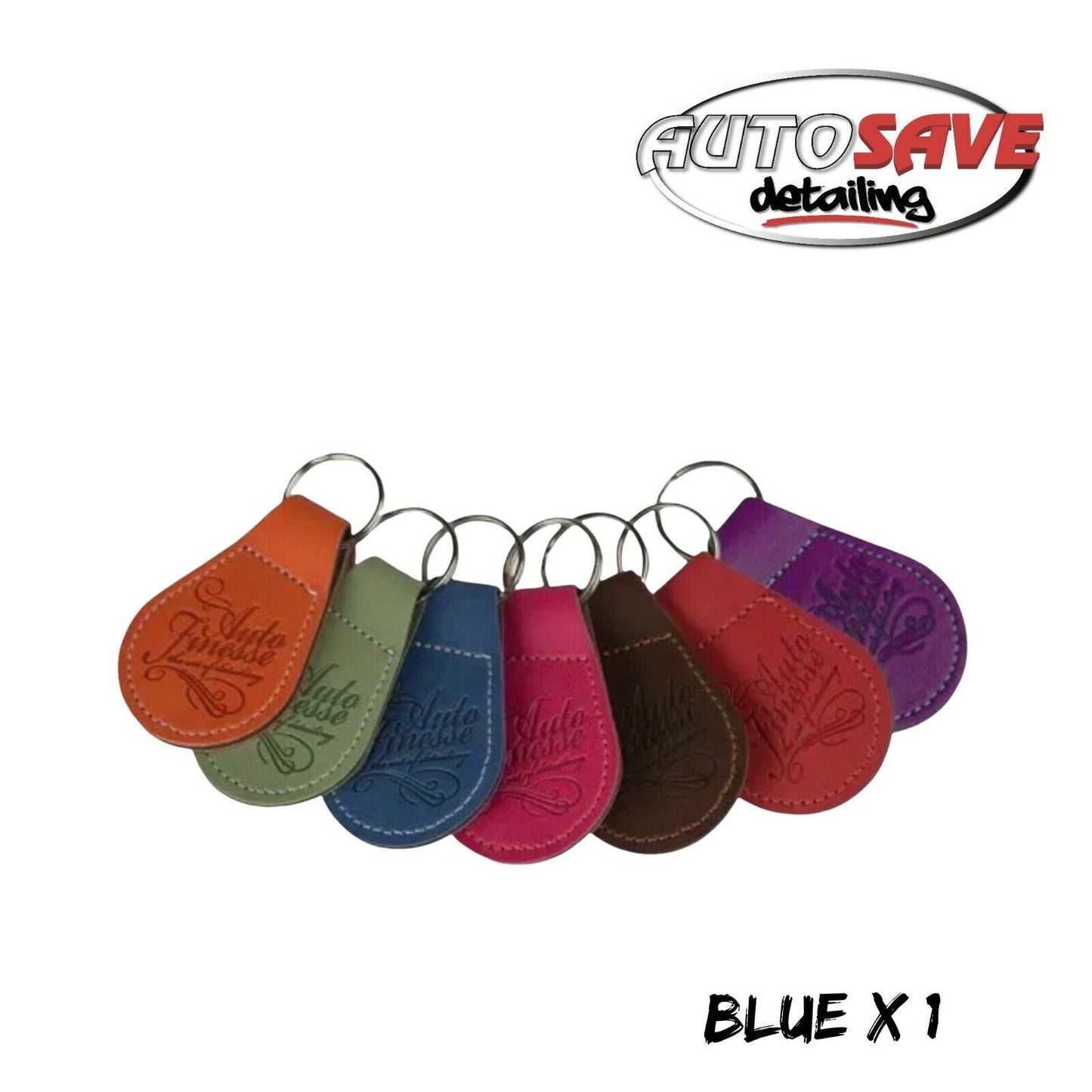 Leather Keyring - Blue