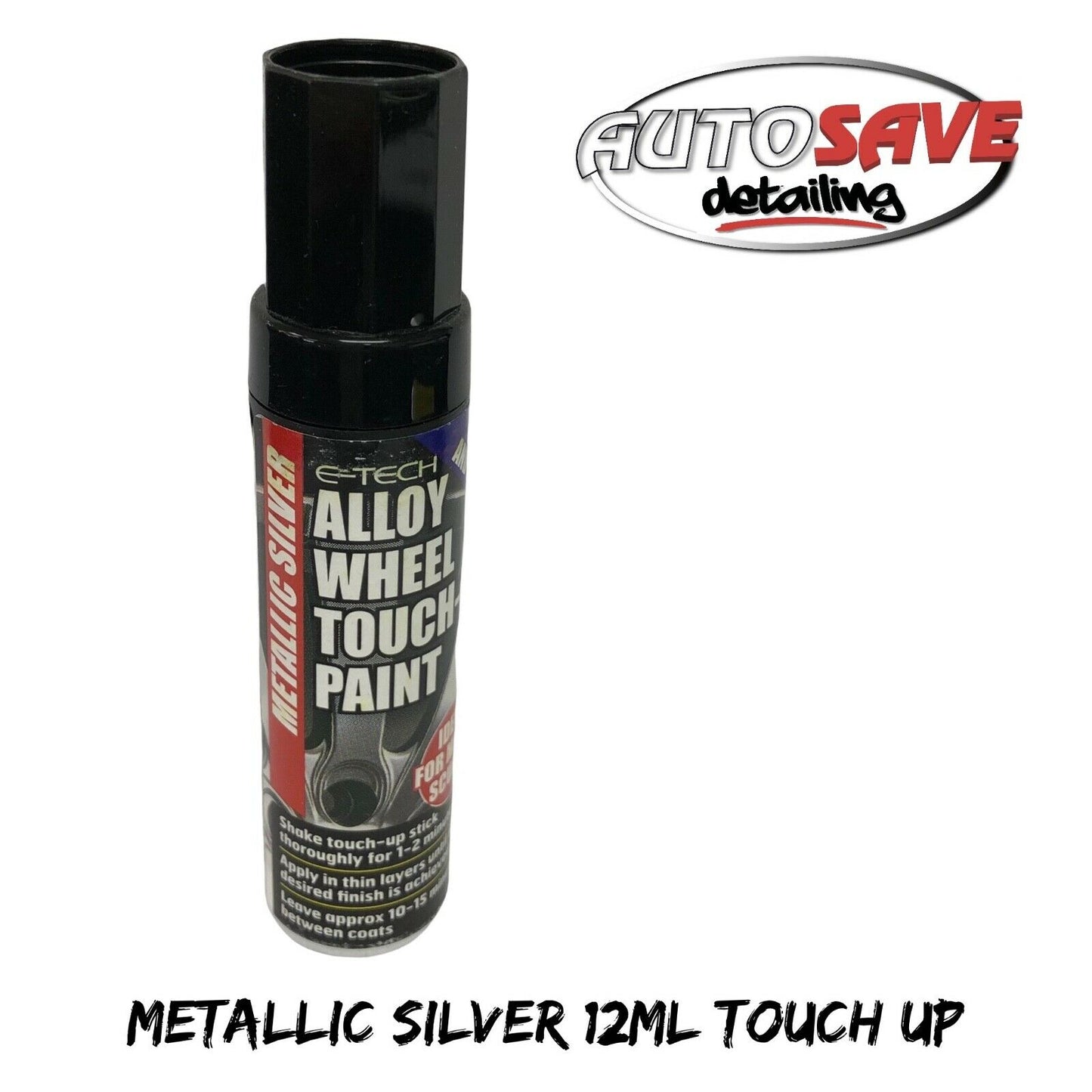 E-TECH Metallic Silver Car Alloy Wheel Paint Touch-up Repair Chip Kerb Damaged