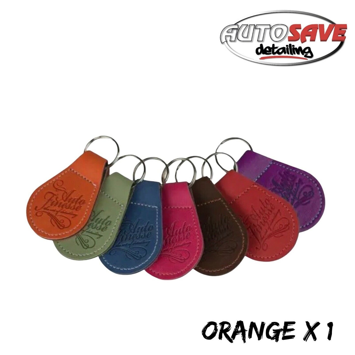 Leather Keyring - Orange