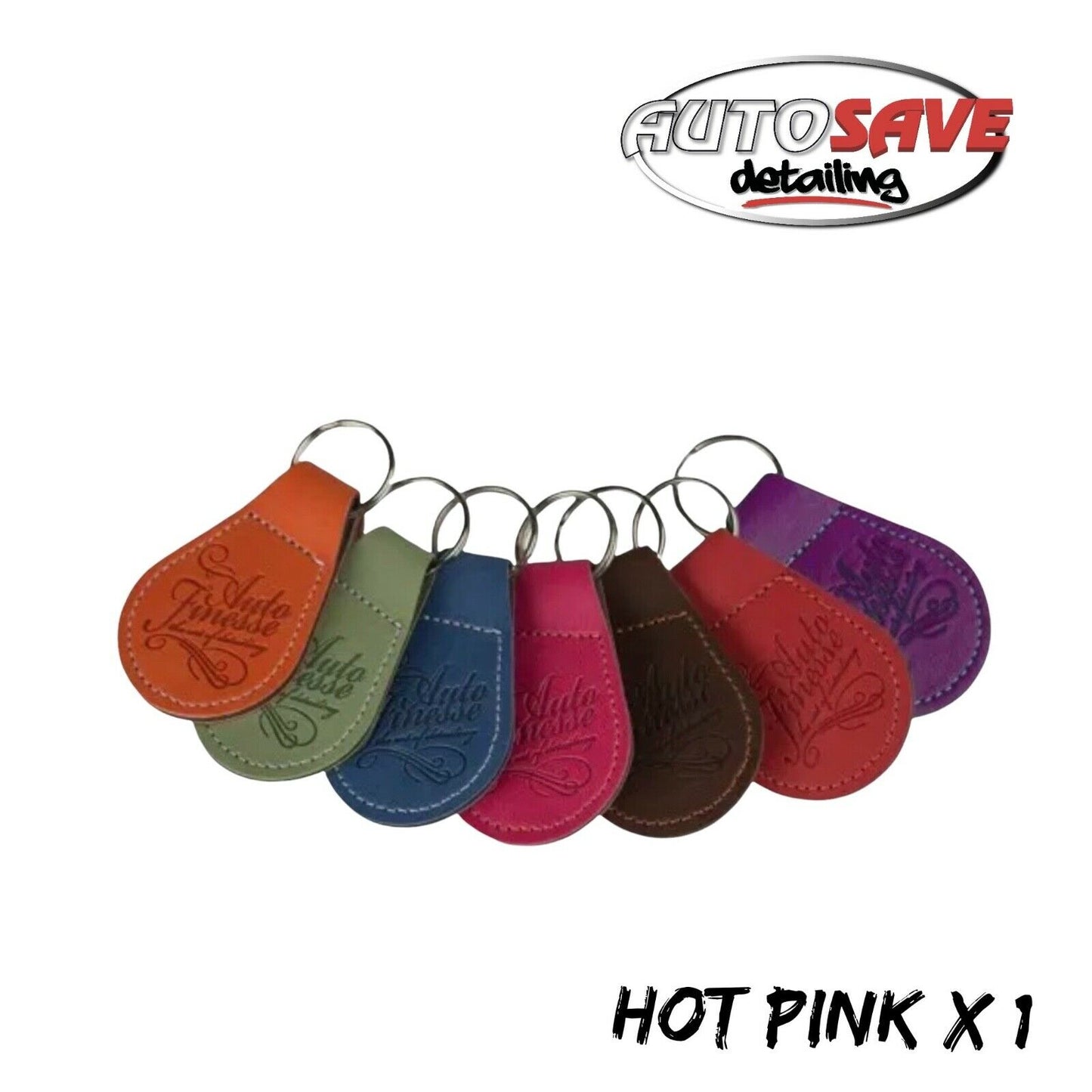 Leather Keyring - Hot Pink