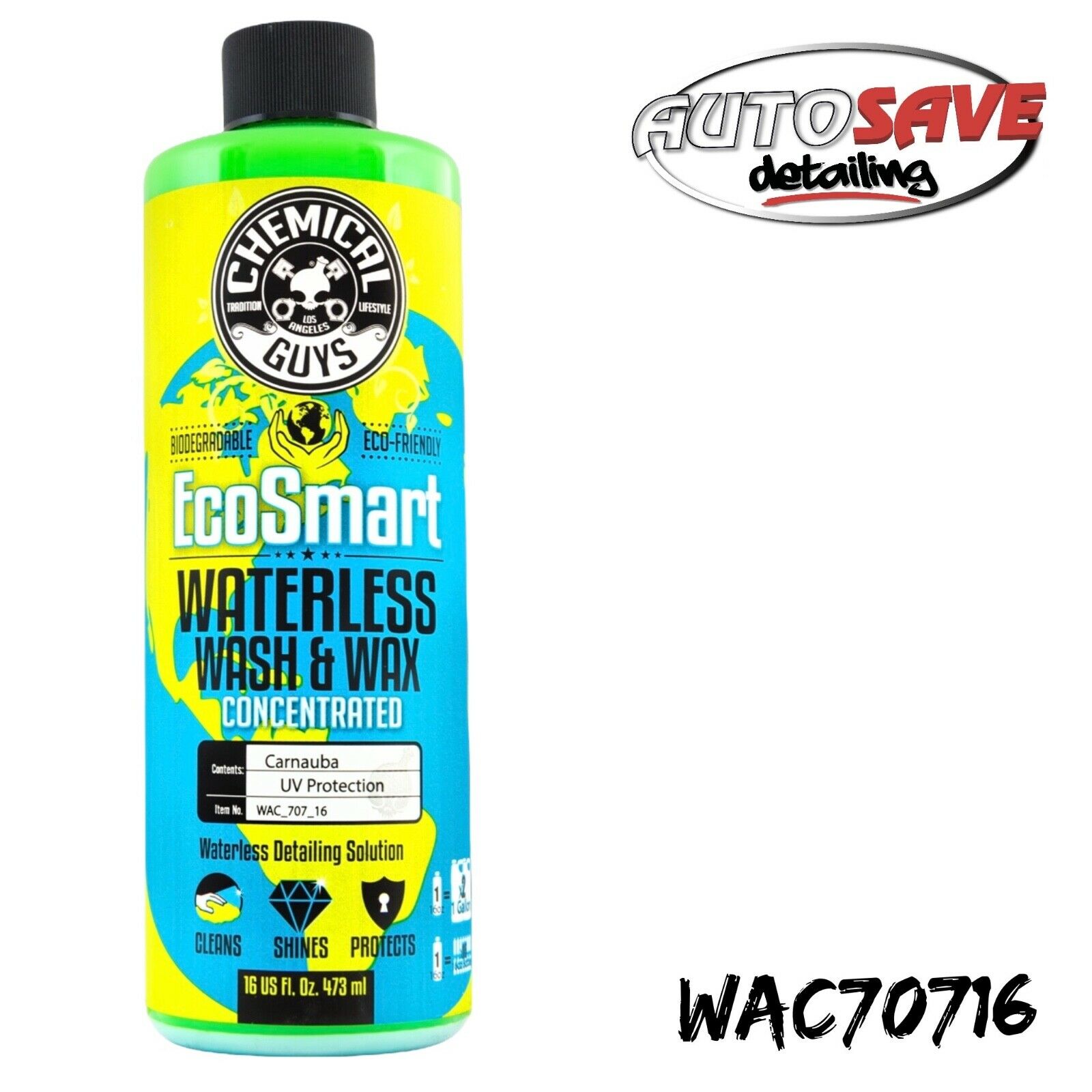 Chemical Guys EcoSmart Waterless Car Wash & Wax Ready To Use 16oz