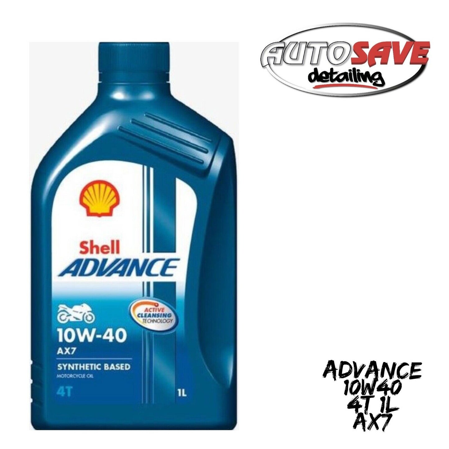 Shell Advance AX7 10W-40 10W40 4T Four Stroke Motorcycle Engine Oil 1 Litre 1L