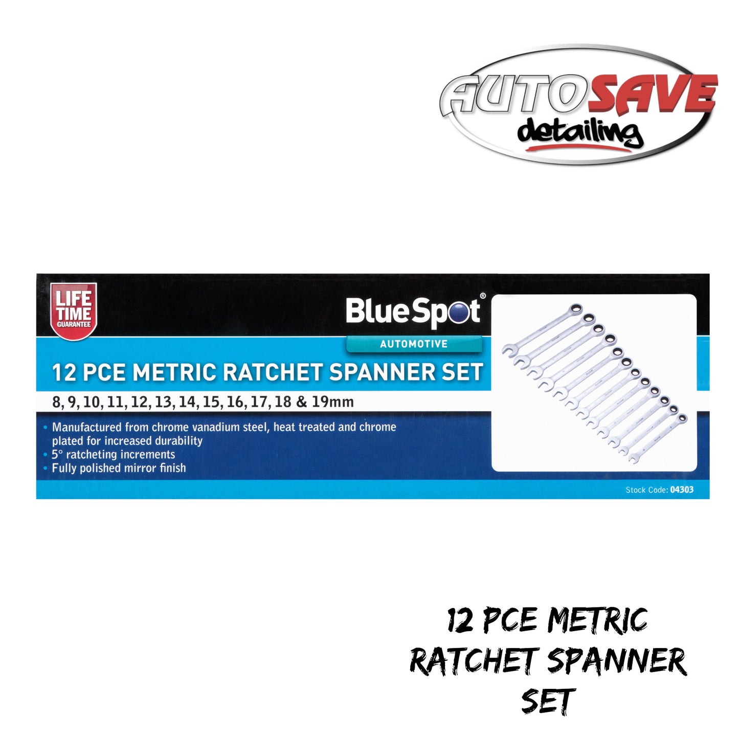 12 PCE METRIC RATCHET SPANNER SET (8-19MM)