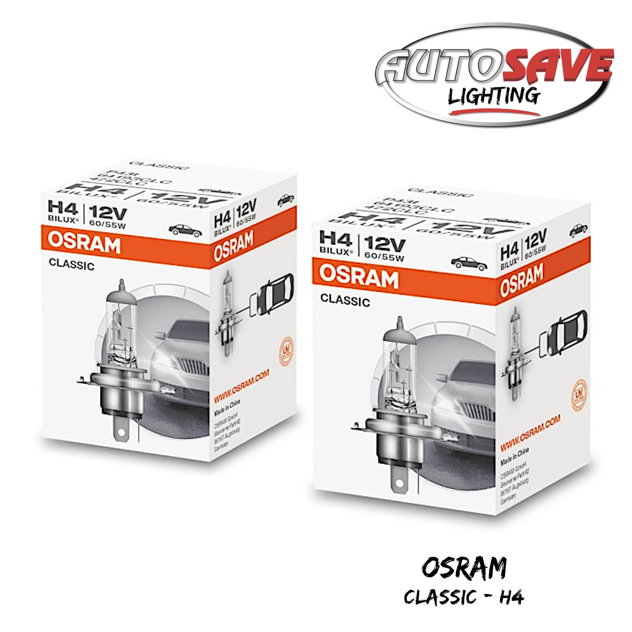 Osram H4 Classic Lamp 12 Volt 60/55W Bulbs 64193CLC TWIN PACK NEW Autosave Components