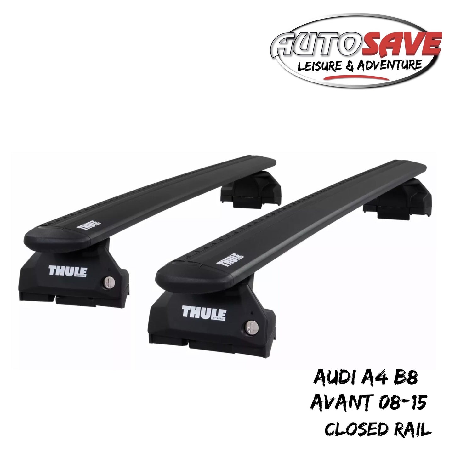 Thule Alu WingBar Evo Black Roof Bars to fit Audi A4 B8 Avant 08-15 Closed Rail