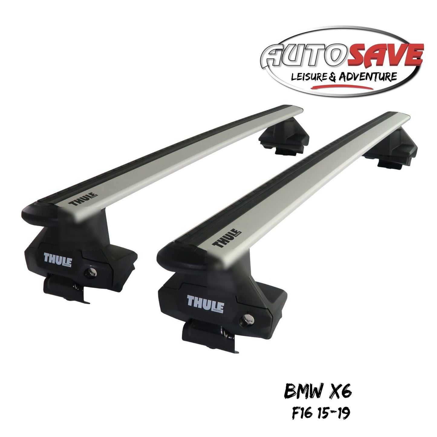 Thule Aluminium WingBar Evo Silver Roof Bar Set to fit BMW X6 F16 15-19 Lockable
