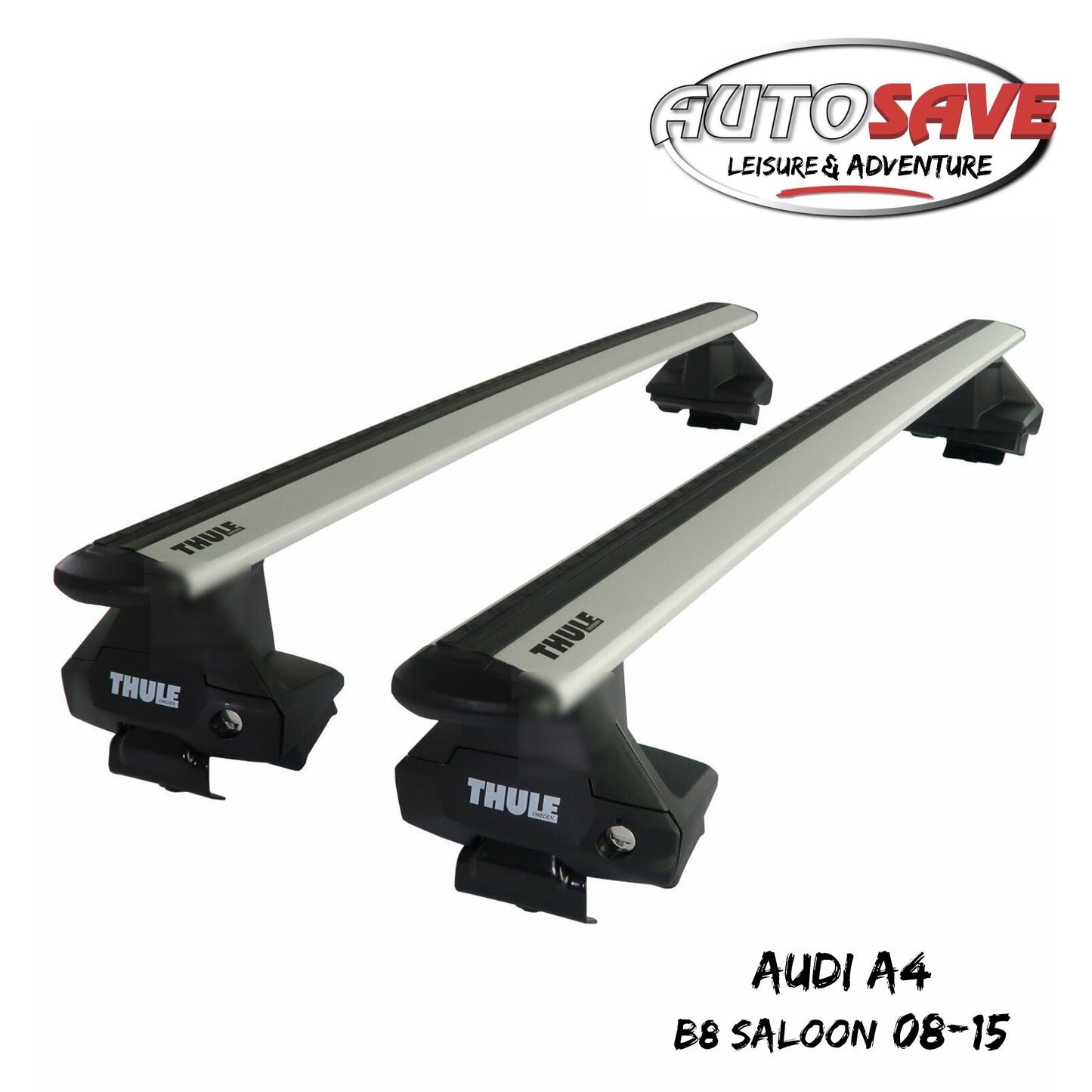 Thule Aluminium WingBar Evo Silver Roof Bars Set to fit Audi A4 B8 Saloon 08-15