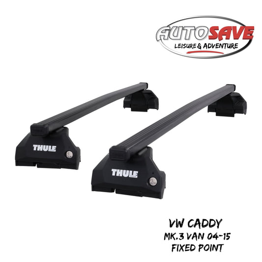 Thule Steel SquareBar Evo Roof Bars Set fit VW Caddy Mk.3 Van 04-15 Fixed Point