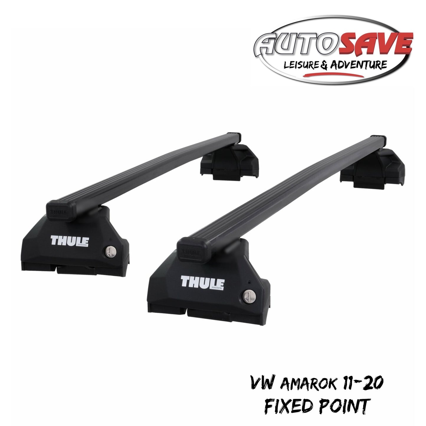 Thule Steel SquareBar Evo Roof Bars Set to fit VW Amarok 11-20 Fixpoint Pair