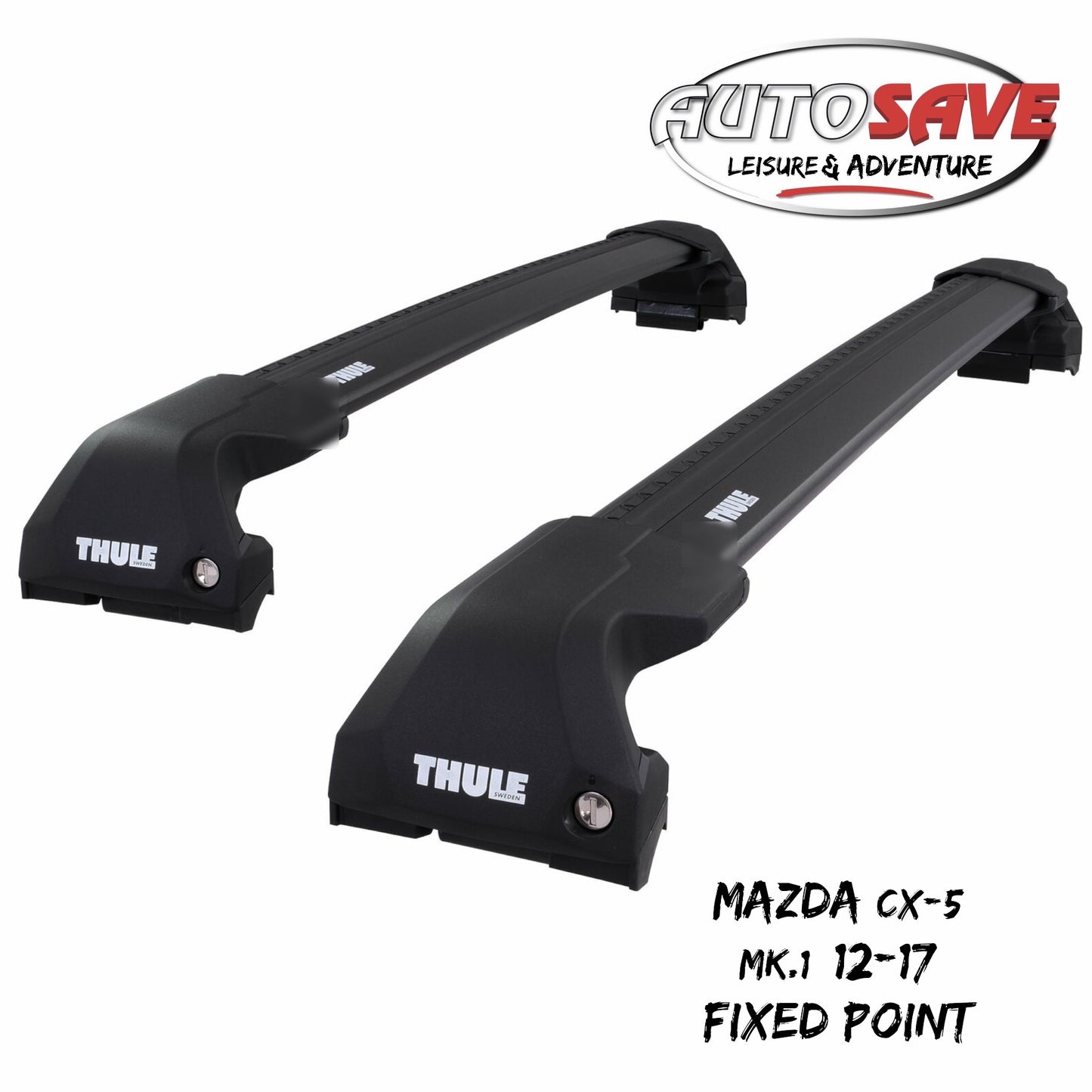 Thule WingBar Edge Black Roof Bars Mazda CX-5 Mk.1 12-17 Fixed Point Alu Aero