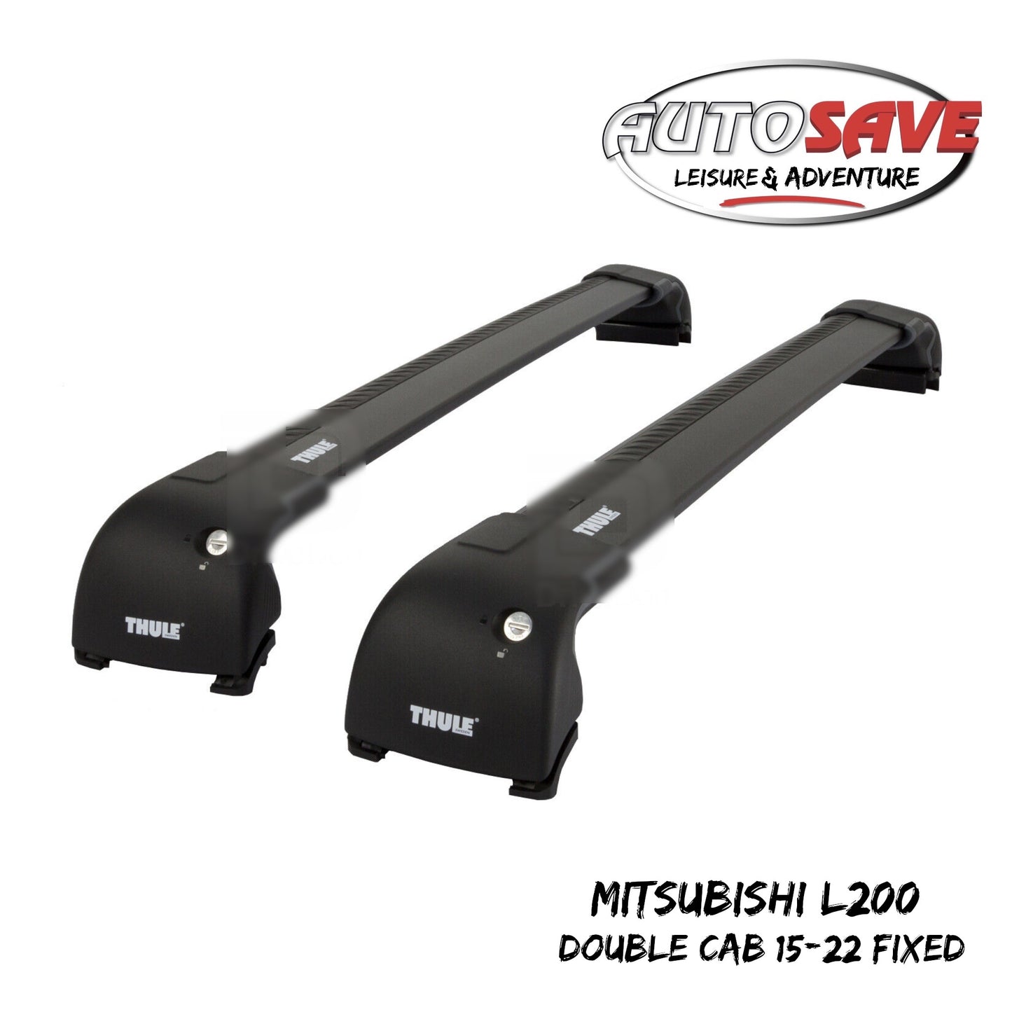 Thule WingBar Edge Black Roof Bars Mitsubishi L200 Double Cab 15-22 Fixed Point