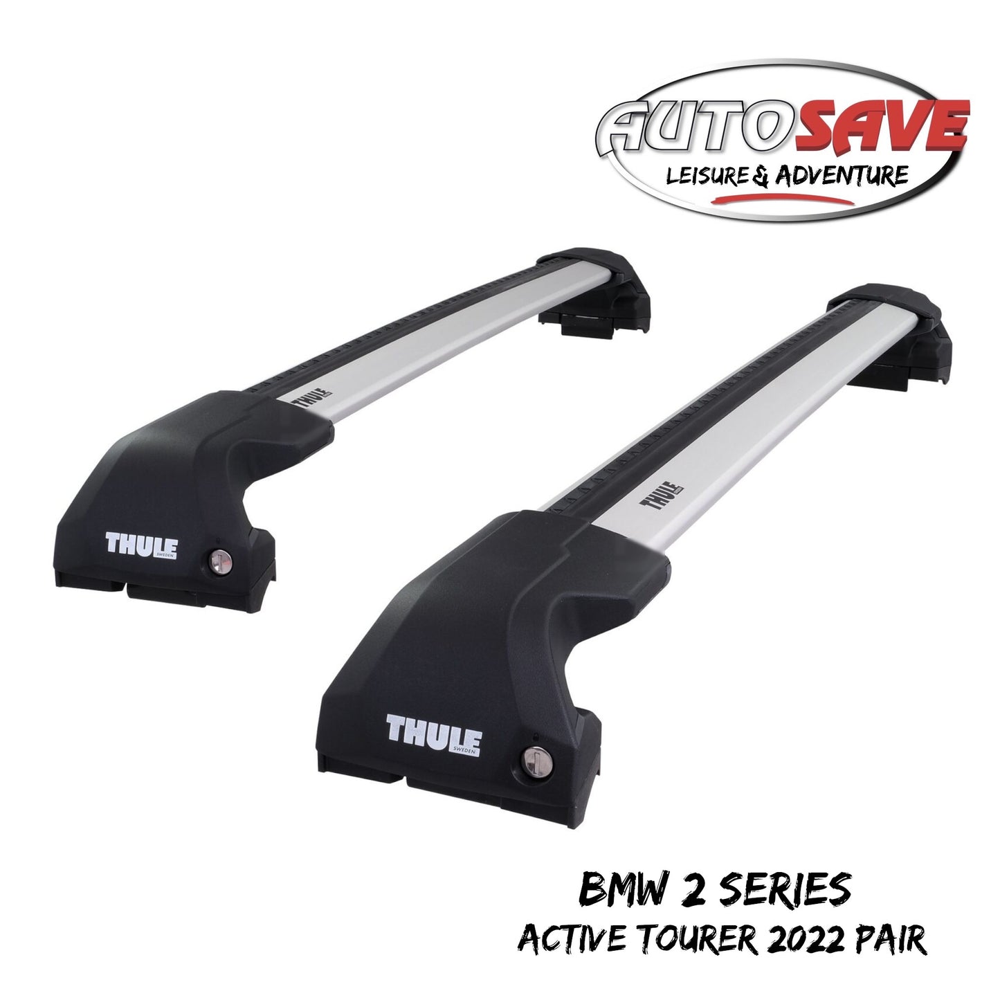 Thule WingBar Edge Silver Alu Roof Bars for BMW 2 Series Active Tourer 2022 Pair