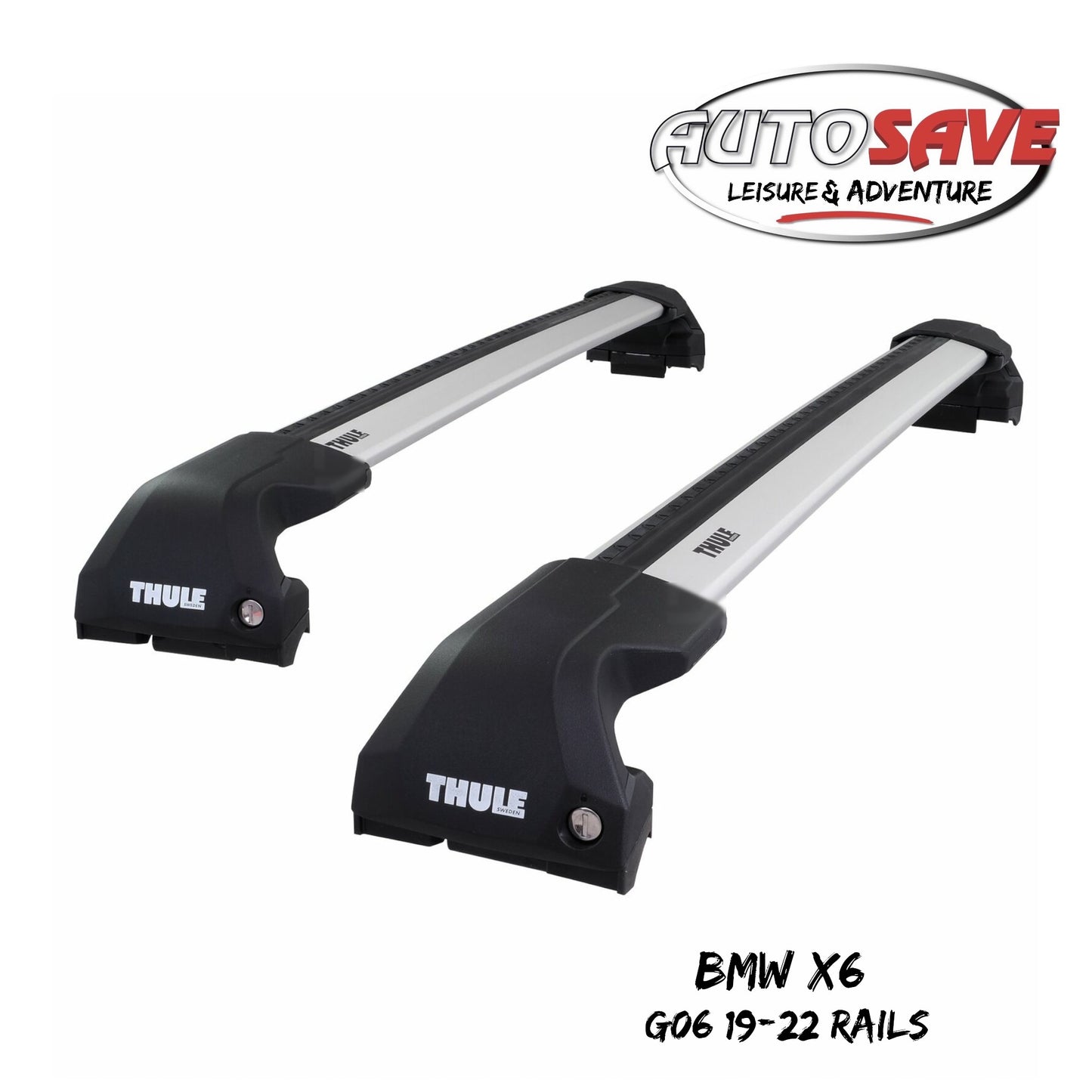 Thule WingBar Edge Silver Aluminium Roof Bars Set to fit BMW X6 G06 19-22 Rails