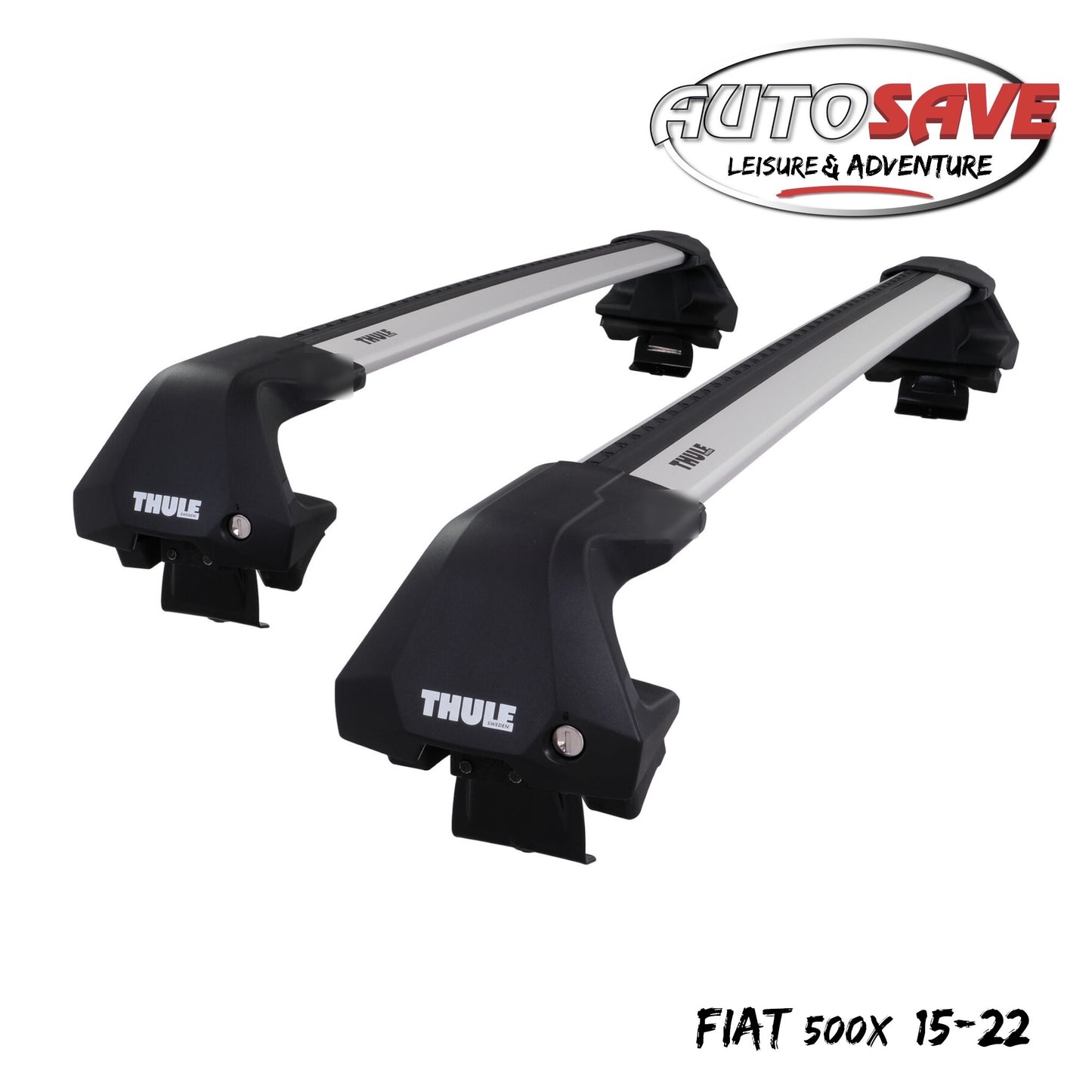 Thule WingBar Edge Silver Aluminium Roof Bars Set to fit Fiat 500X 15-22 Pair