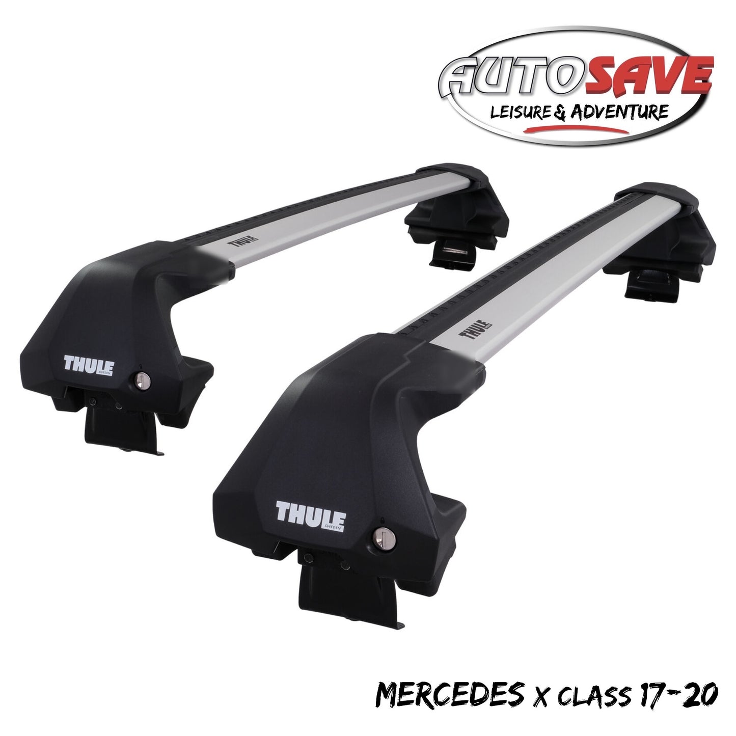 Thule WingBar Edge Silver Aluminium Roof Bars Set to fit Mercedes X Class 17-20