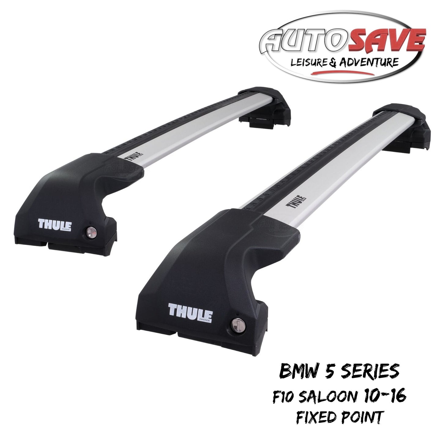 Thule WingBar Edge Silver Roof Bars BMW 5 Series F10 Saloon 10-16 Fixed Point