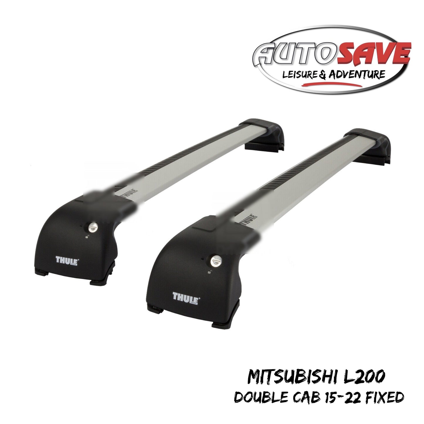Thule WingBar Edge Silver Roof Bars Mitsubishi L200 Double Cab 15-22 Fixed Point