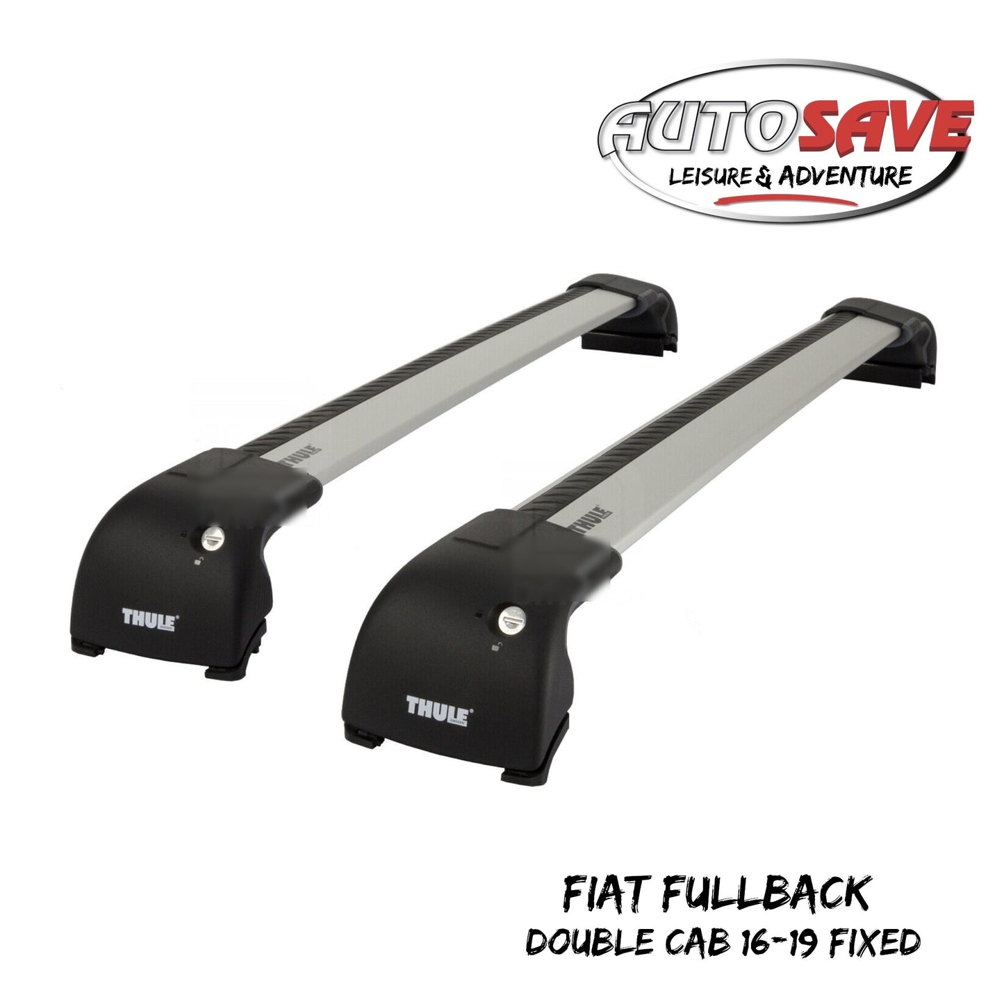 Thule WingBar Edge Silver Roof Bars Set for Fiat Fullback Double Cab 16-19 Fixed