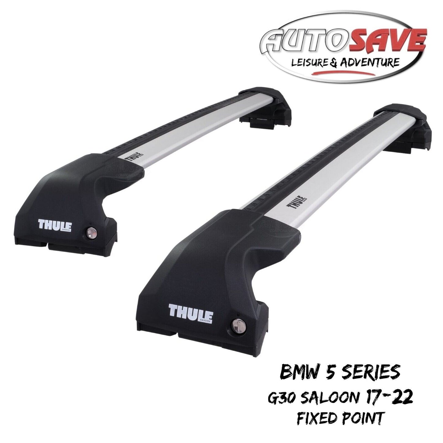 Thule WingBar Edge Silver Roof Bars for BMW 5 Series Saloon G30 17-22 Fixpoints