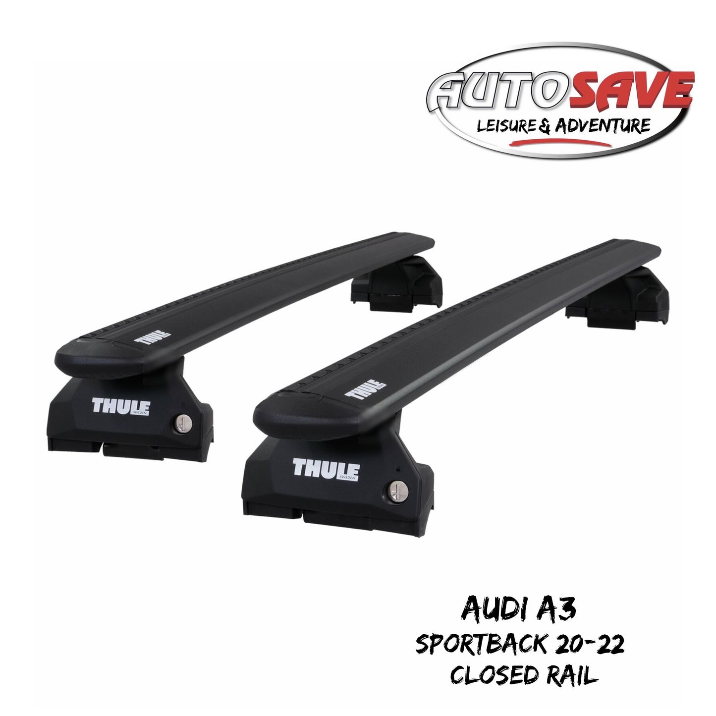 Thule WingBar Evo Black Roof Bars Set to fit Audi A3 Sportback 20-22 Closed Rail