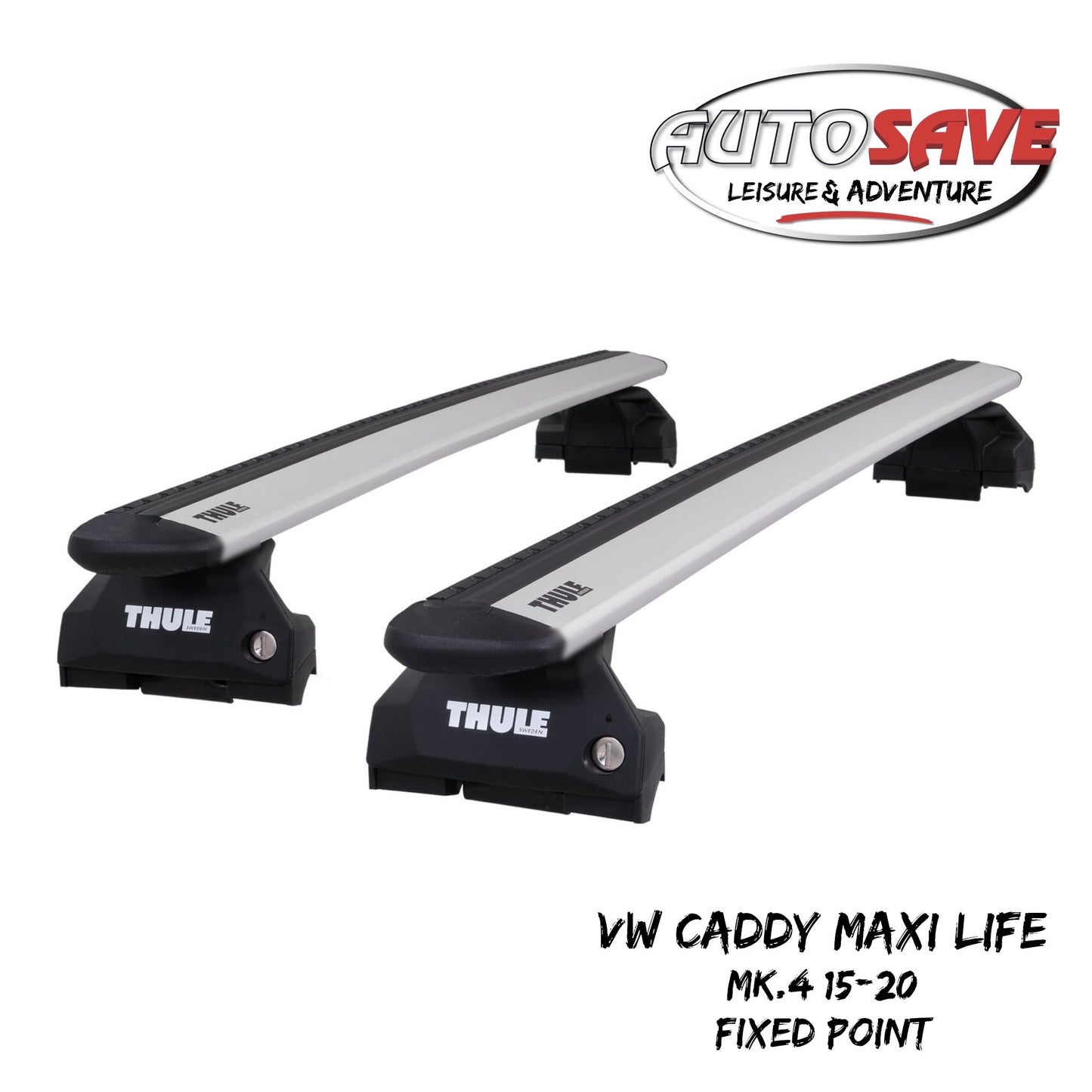 Thule WingBar Evo Silver Roof Bars Set for VW Caddy Maxi Van Mk.4 15-20 Fixpoint