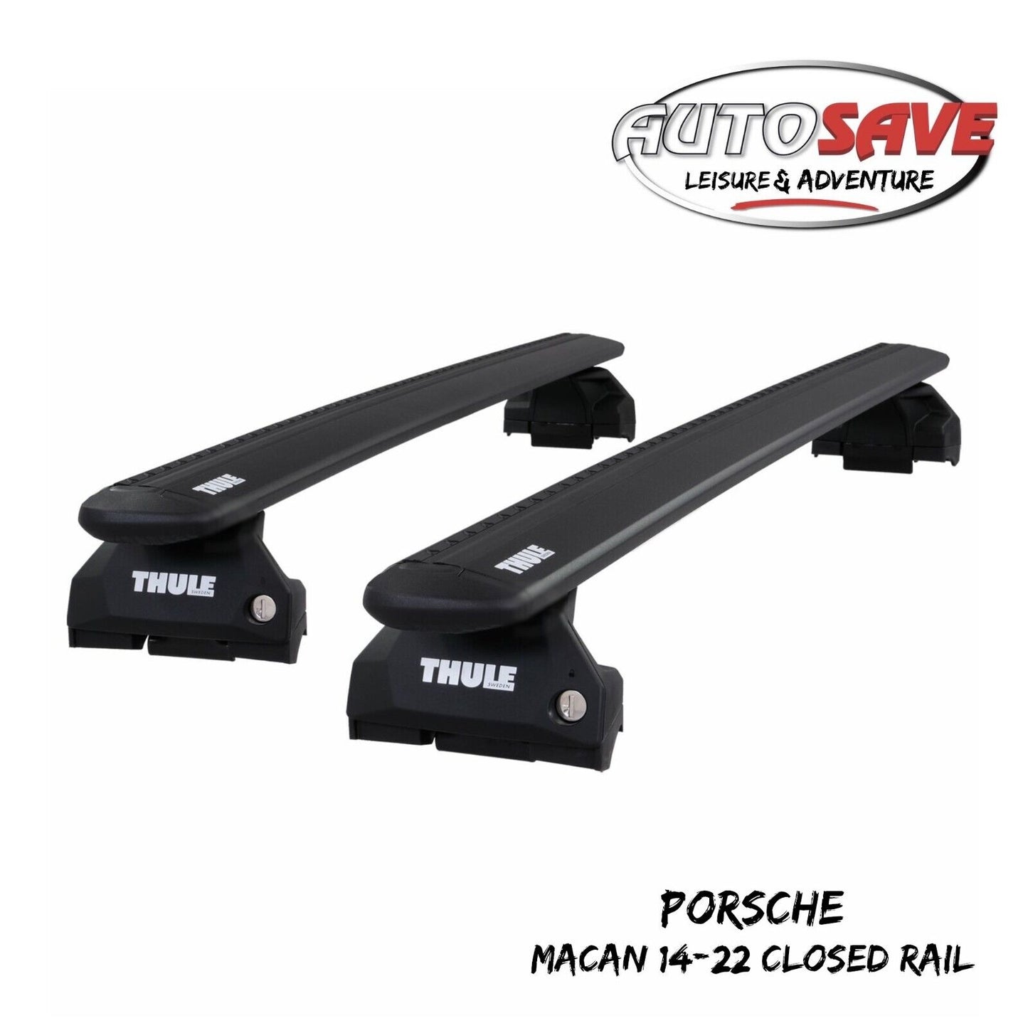 Thule Alu WingBar Evo Black Roof Bars Set to fit Porsche Macan 14-22 Closed Rail