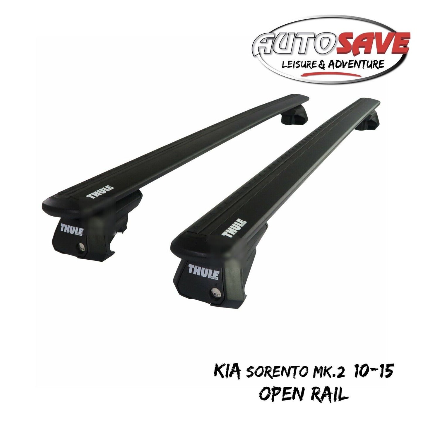 Thule Alu WingBar Evo Black Roof Bars to fit Kia Sorento Mk.2 10-15 Open Rail