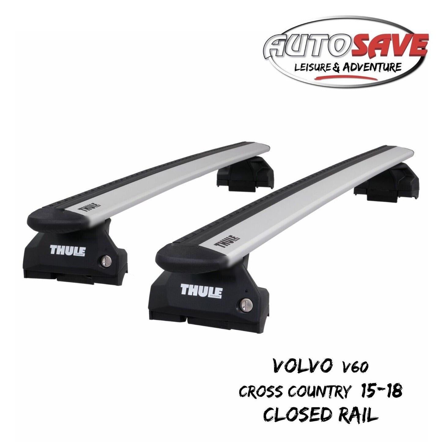 Thule WingBar Evo Silver Roof Bars fit Volvo V60 Cross Country 15-18 Closed Rail