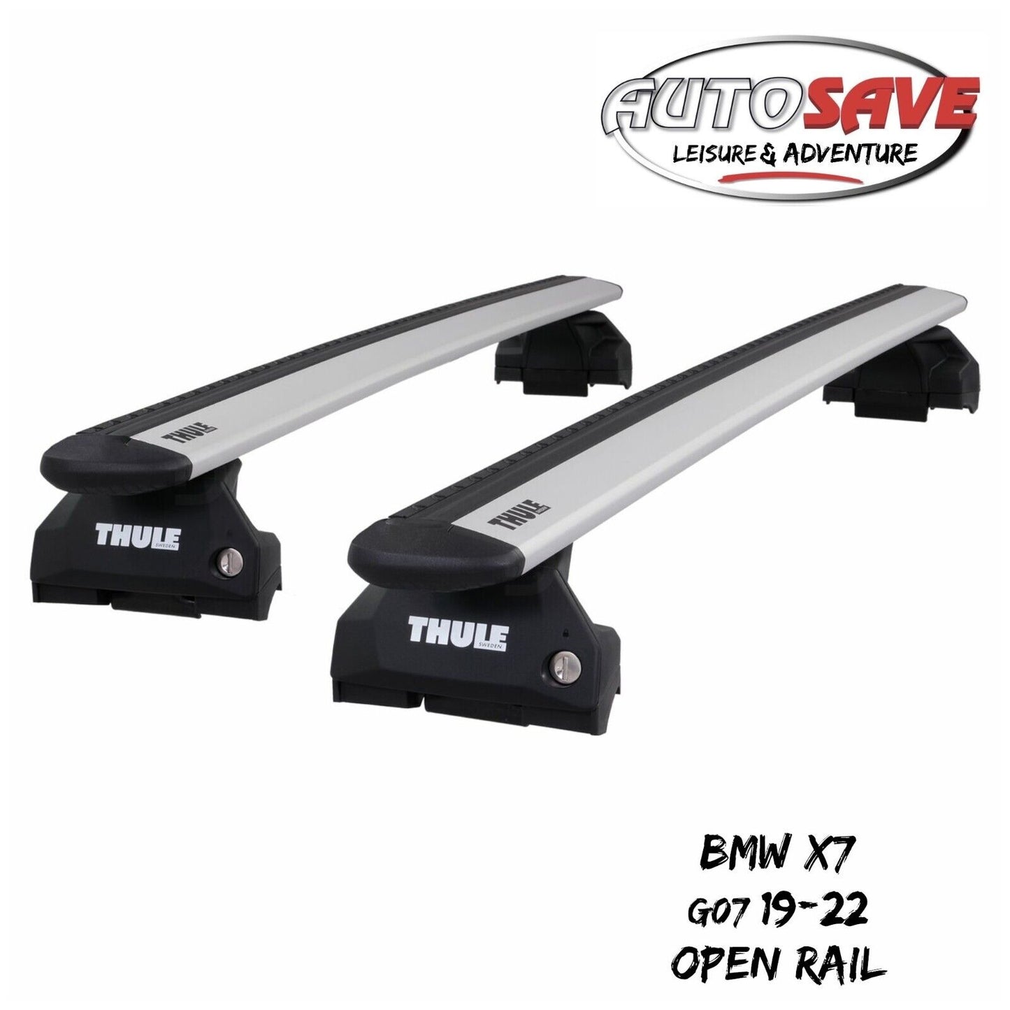 Thule Aluminium WingBars Evo Silver Roof Bar Set for BMW X7 G07 19-22 Lockable