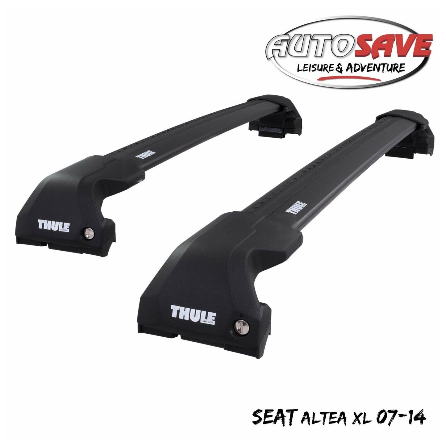 Thule WingBar Edge Black Aluminium Roof Bars Set for Seat Altea XL 07-14 Rails