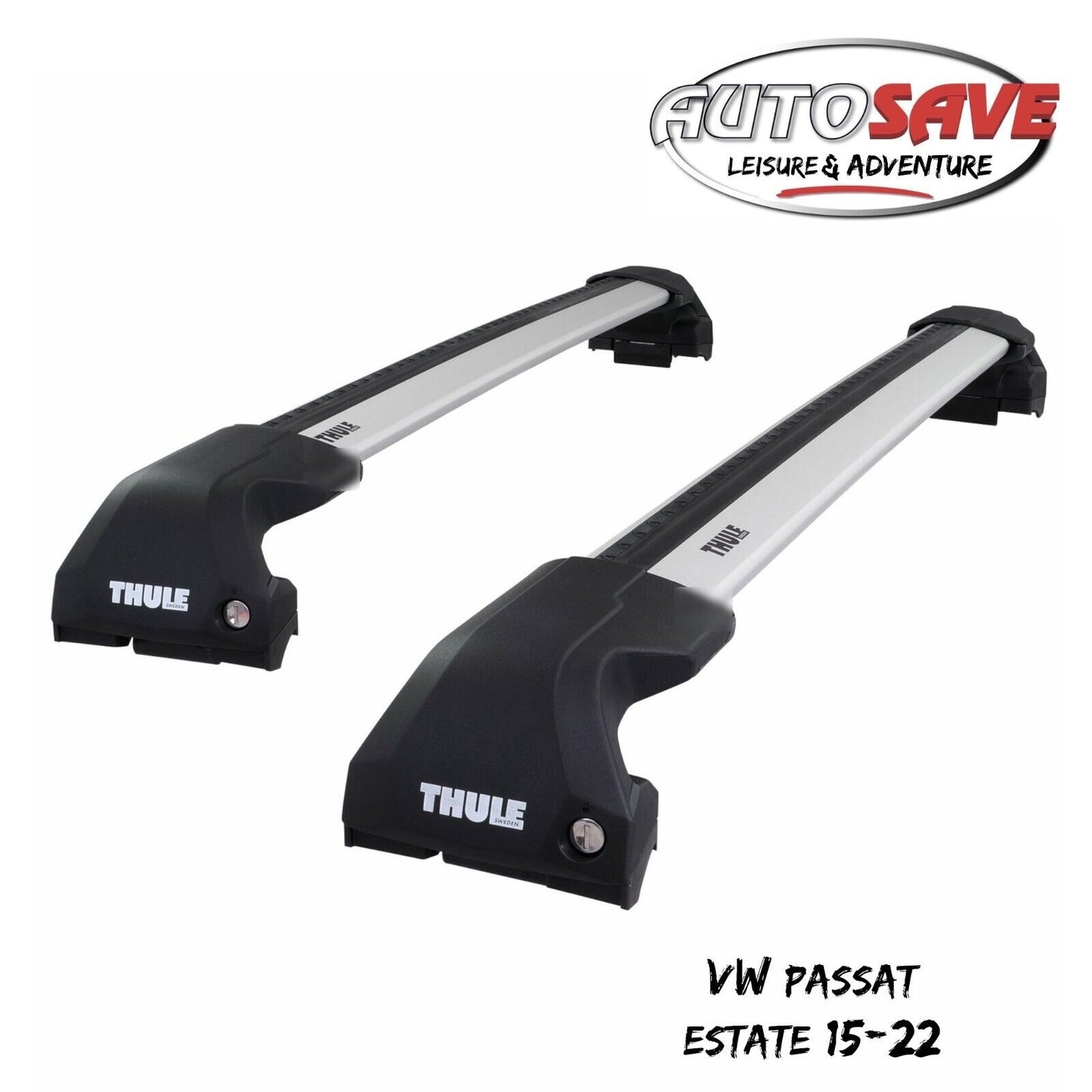 Thule WingBar Edge Silver Aluminium Roof Bars for VW Passat Estate 15-22 Rails