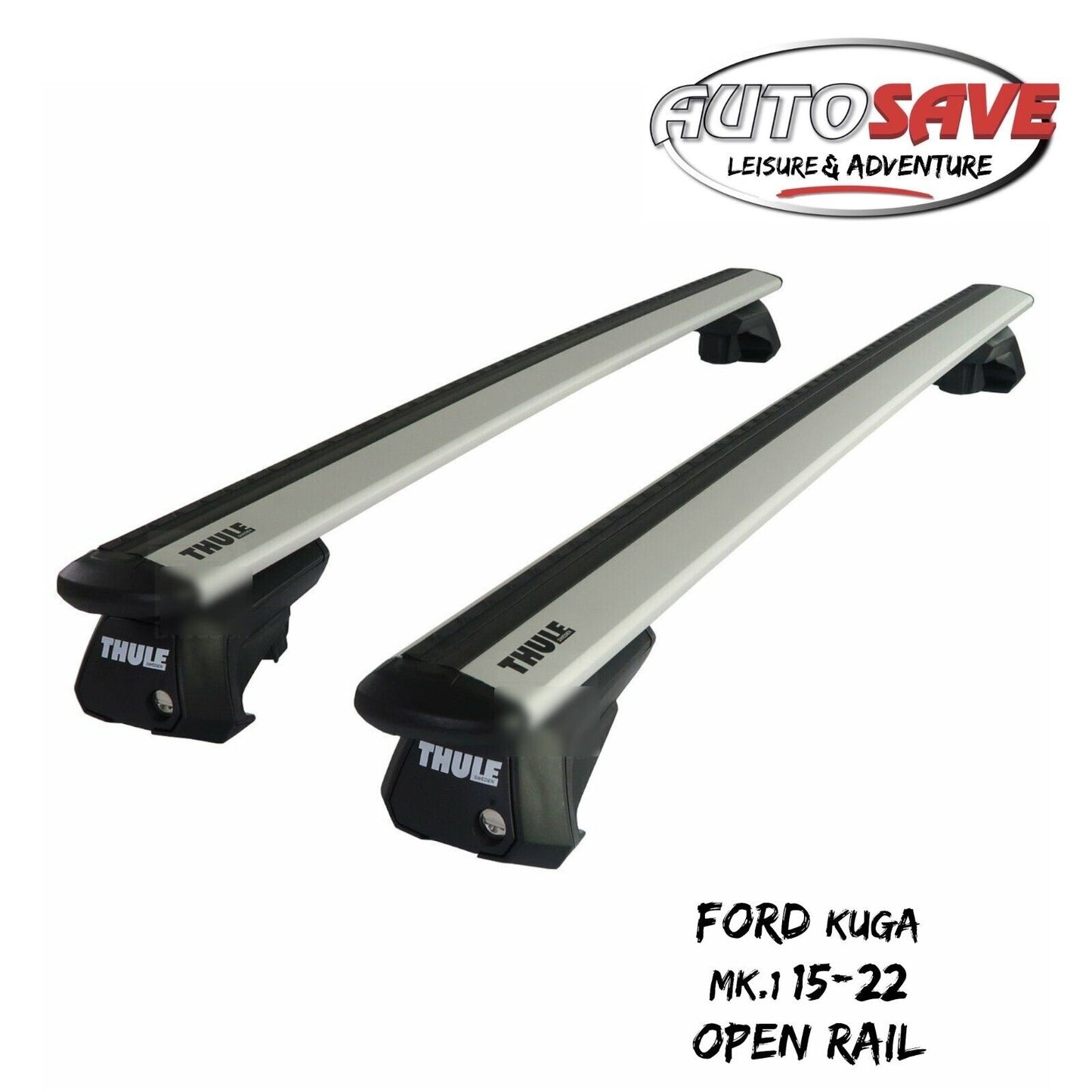 Thule Alu WingBar Evo Silver Roof Bars Set to fit Ford Kuga Mk.1 08-12 Open Rail