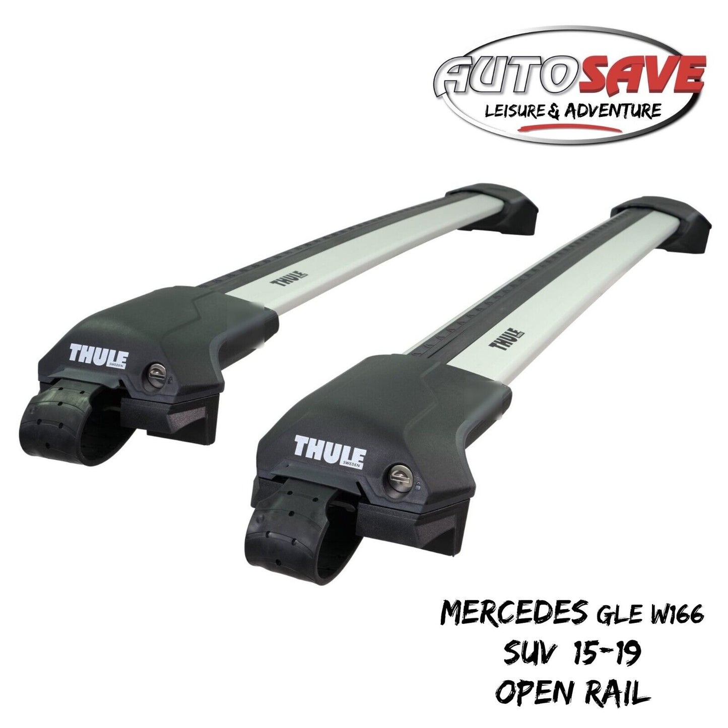 Thule WingBar Edge Silver Roof Bars Mercedes GLE SUV W166 15-19 Open Rails Alu