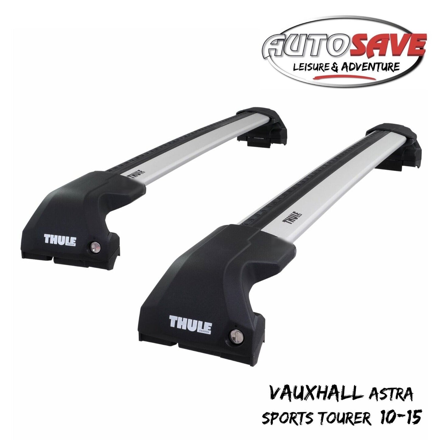 Thule WingBar Edge Silver Roof Bars for Vauxhall Astra Sports Tourer 10-15 Rails