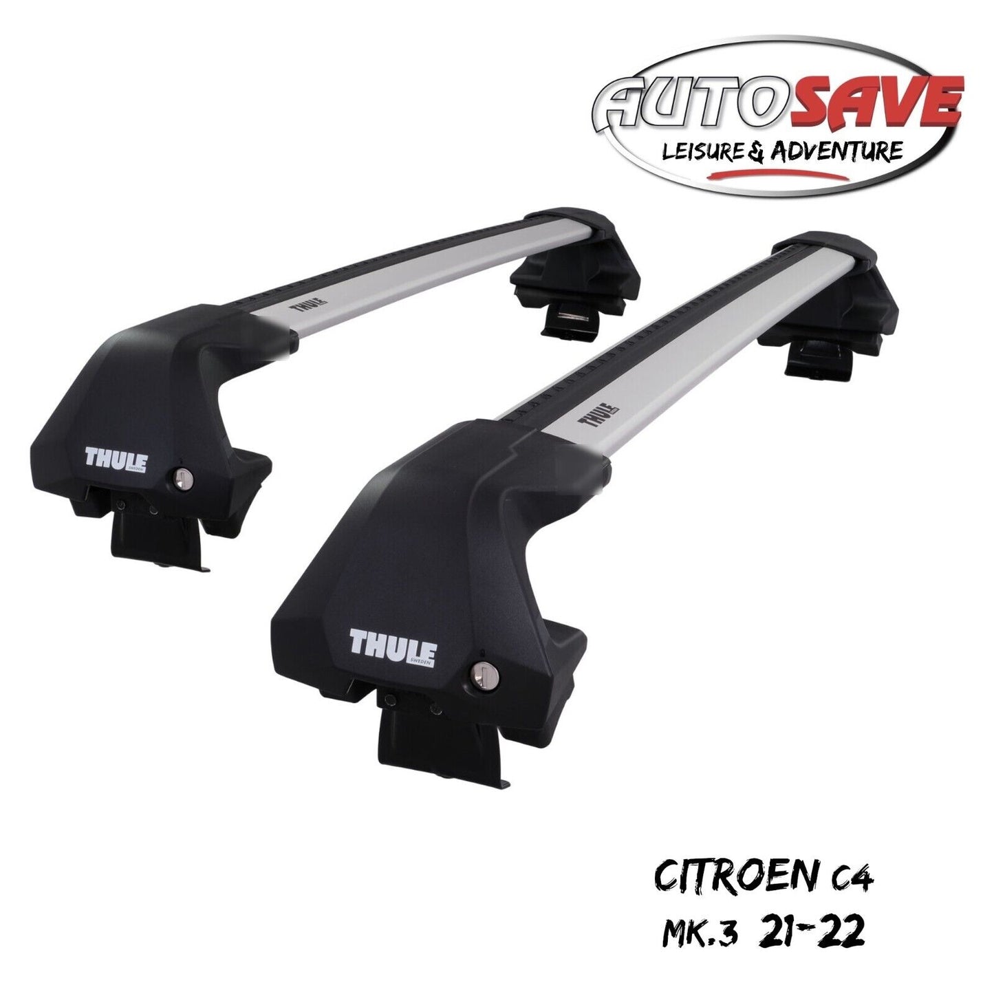 Thule WingBar Edge Silver Aluminium Roof Bars Set to fit Citroen C4 Mk.3 21-22
