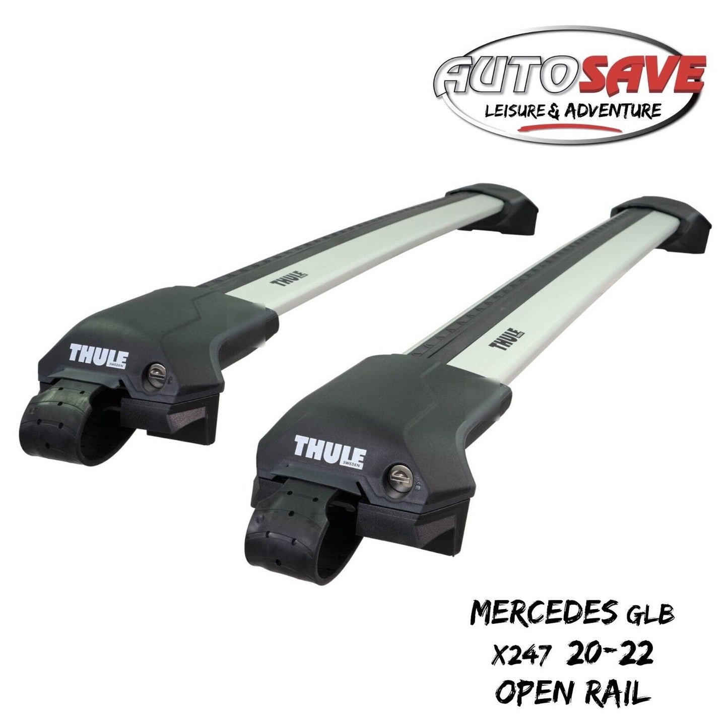 Thule WingBar Edge Silver Roof Bars Mercedes GLB X247 20-22 Open Rails Alu Aero