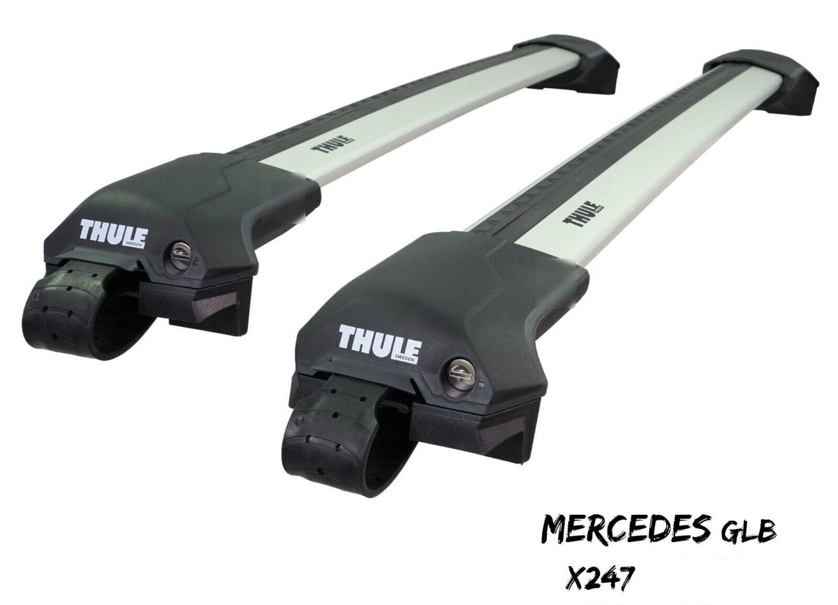 WingBar Edge (silver) Roof Bars to fit Mercedes-Benz GLB X247 2020-26 Raised (Open) Rails