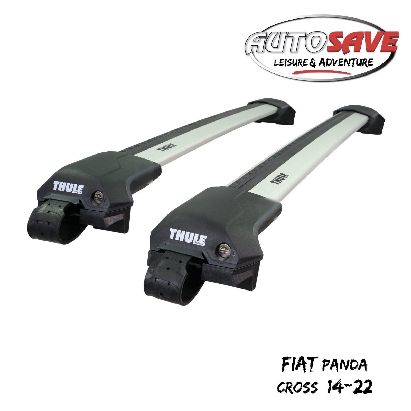 Thule Aluminum WingBar Edge Silver Roof Bars to fit Fiat Panda